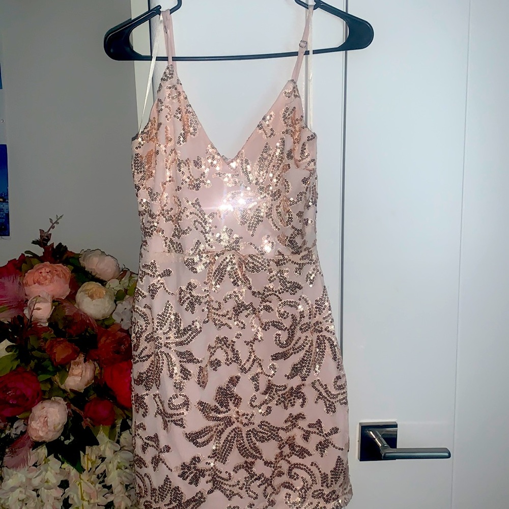 Rose gold sequin dress